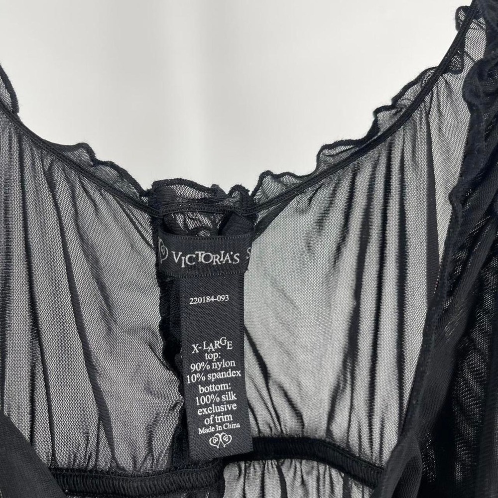 Y2k Victoria's Secret Babydoll Dress Silk Sheer Mesh Bow XL Mini Ruffle Lingerie - Picture 4 of 8